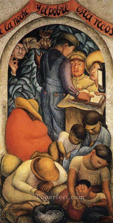 貧しい社会主義の夜 ディエゴ・リベラ油絵